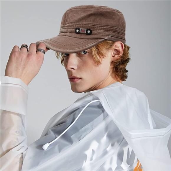 Unisex Army Cadet Cap Adjustable Flat Top Military Hat Cotton Baseball Hat - Picture 3 of 8